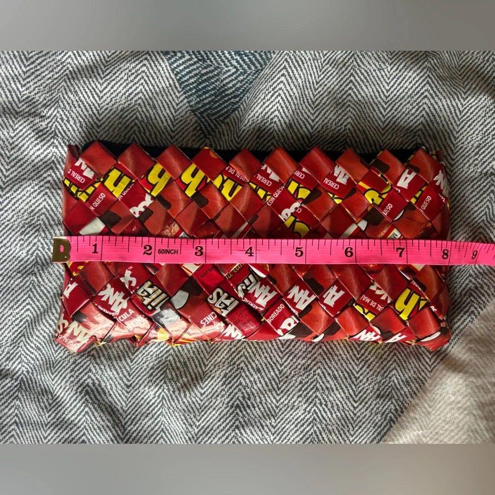 NEW Handmade in Nigaragua Recycled Candy Wrapper Clutch - Red